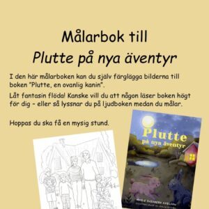 Plutte på nya äventyr målarbok och bokomslag – svensk barnbok och kreativ färgläggningsaktivitet
